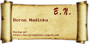 Boros Nadinka névjegykártya